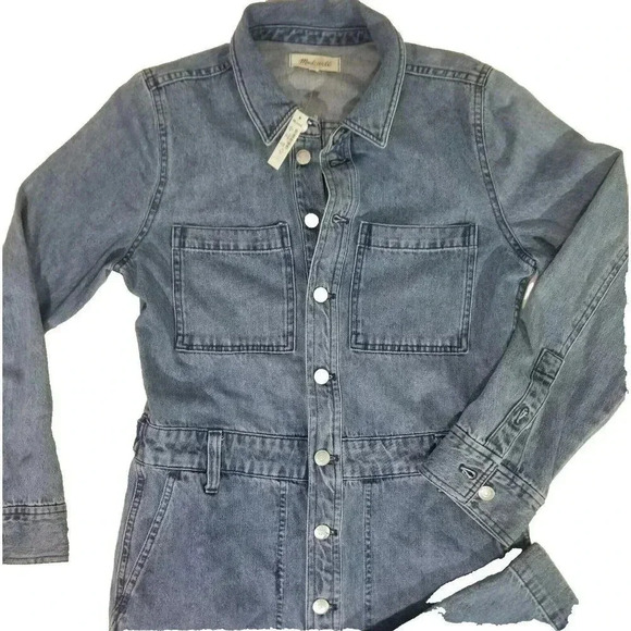 NWT Madewell Denim Relaxed Coverall Jumpsuit in Glenroy Wash Jean Medium MC932 - Picture 3 of 7